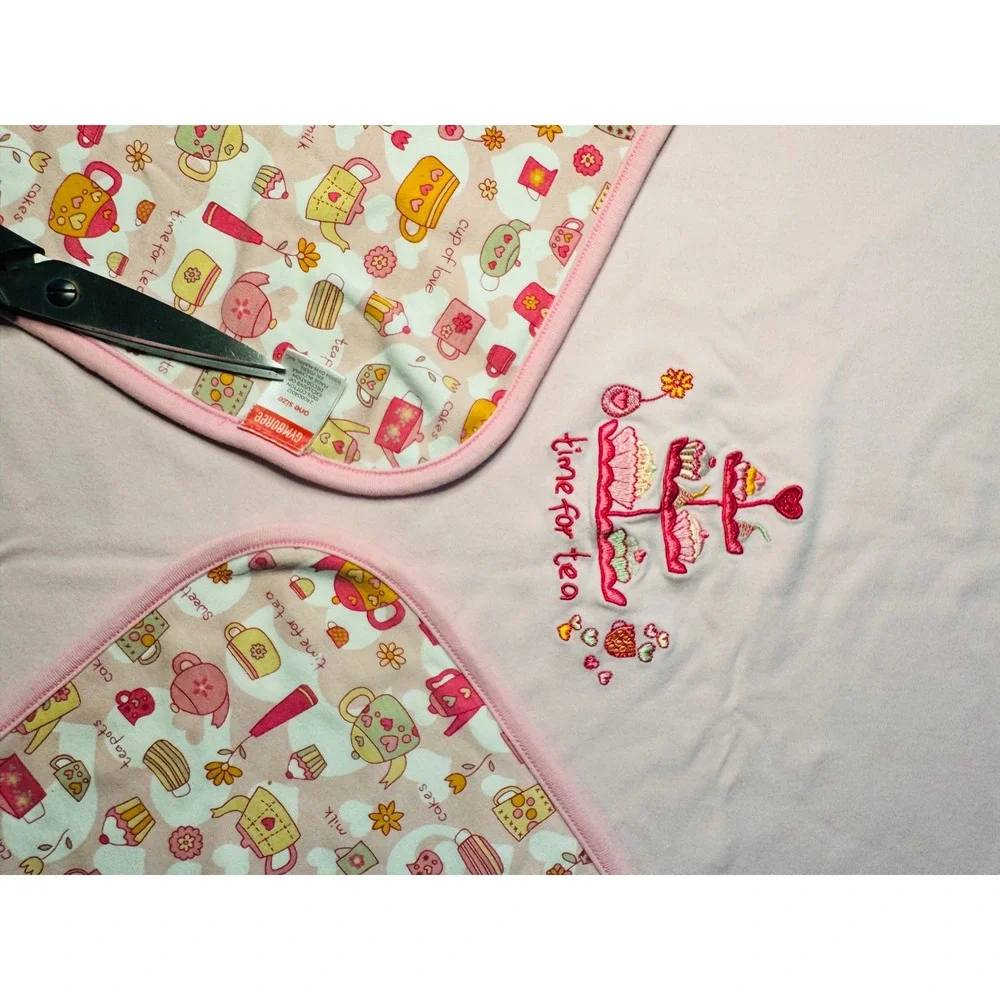 Gymboree Vintage 2004 Pink Tea Party‎ Cupcake Cotton Reversible Baby Blanket OS